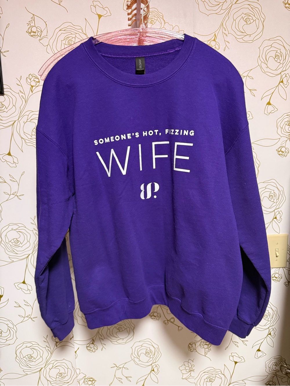 Bomb Party Purple "Someone's Hot, Fizzing Wife" Graphic Sweatshirt